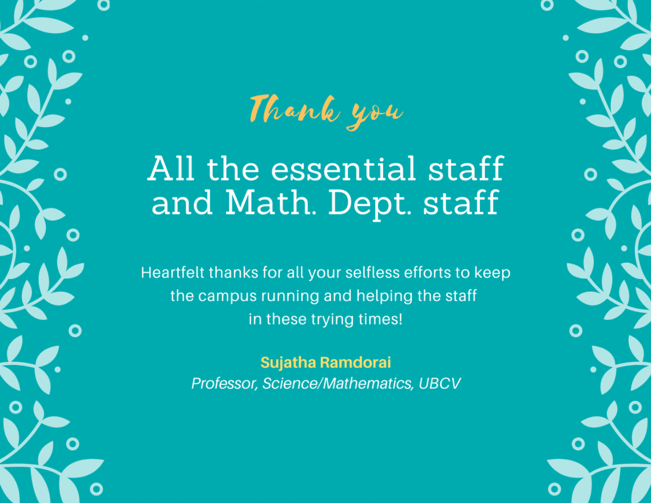 Read all the thank you messages to faculty and staff | UBC Today