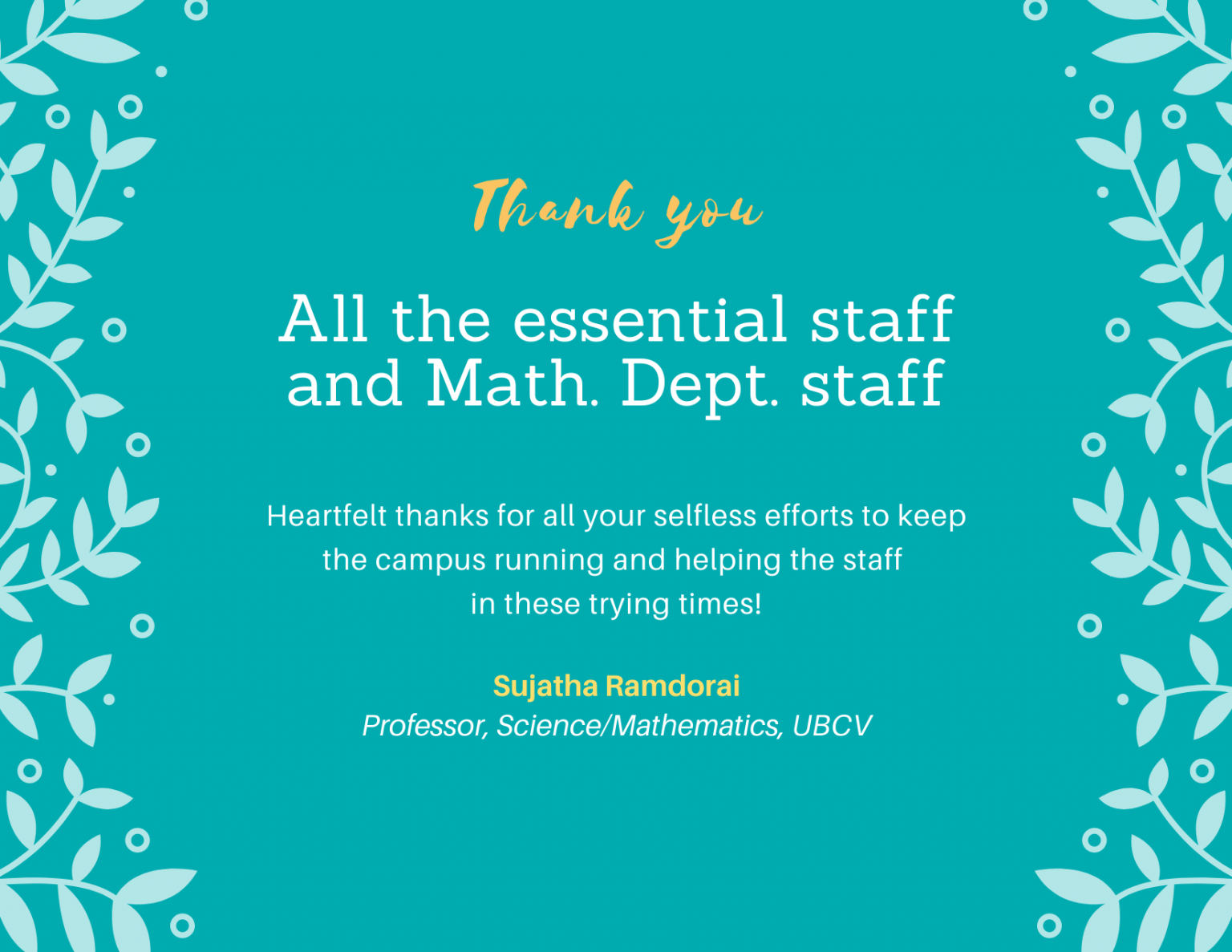 Read All The Thank You Messages To Faculty And Staff | UBC Today