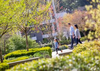 Family walking around UBC Vancouver campus
