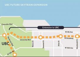 Graphic of skytrain extension to UBC