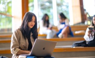 Student on computer