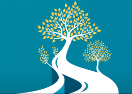 Pathway transforming into tree illustration